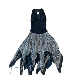 Suzi Chin Black Witchy Fairycore Dress Whimsical Asymmetrical Silk Y2K Sz 4P